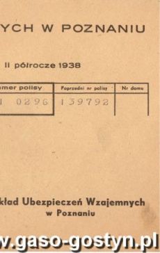 1026.Kwit na oplacona skladke za ubezpieczenie od ognia (Michalowo, 1938 r.)