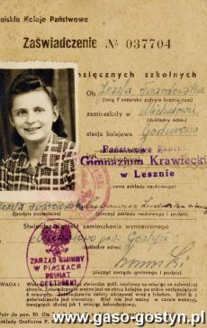 1045.Zaswiadczenie upowazniajace do przejazdu koleja ze stacji Godurowo do Leszna (1949 r.)