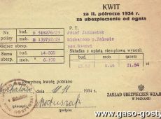 1050.Kwit za ubezpieczenie od ognia (Michalowo, 10  listopada 1934 r.)