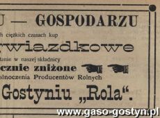 1051.Reklama z  Oredownika Urzedowego (Gostyn, 1925 r.)