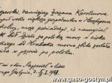 1053.Donos o pobiciu uczennicy przez Jerzego Hrabaka (kierownika Katolickiej Jednoklasowej Szkoly Powszechnej w Starym Gostyniu) za uzywanie jezyka polskiego (1928 r.)