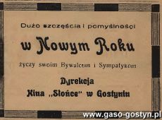 1063.Zyczenia na Nowy 1939 Rok od dyrekcji Kina Slonce w Gostyniu (31 grudnia 1938 r.)