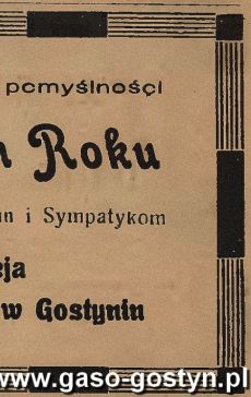 1063.Zyczenia na Nowy 1939 Rok od dyrekcji Kina Slonce w Gostyniu (31 grudnia 1938 r.)