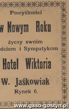 1064.Zyczenia na Nowy 1939 Rok od wlasciciela Hotelu Wiktoria w Gostyniu (3 grudnia 1938 r.)