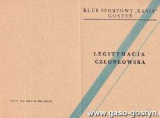 1078.Legitymacja czlonkowska Klubu Sportowego Kania Gostyn (1966 r.)