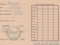 1079.Legitymacja czlonkowska Klubu Sportowego Kania Gostyn (1966 r.)
