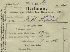 1087.Rachunek wystawiony przez Gazownie Miejska w Gostyniu dla Szpitala Katolickiego (maj 1915 r.)
