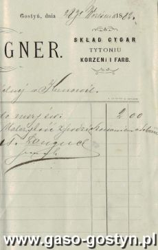 1106.Rachunek za wino do mszy swietej wystawiony dla Kasy Koscielnej w Kunowie (28 wrzesnia 1882 r.)