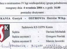 1122.Obsada sedziowska w meczu IV ligi (grupa poludniowa) Kanai Gostyn - Ostrovia Ostow Wlkp. (stadion OSiR w Gostyniu, 4 wrzesnia 2004 r.)