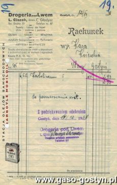 1137.Rachunek dla Kasy Koscielnej w Starym Gostyniu wystawiony przez Drogerie pod Lwem Ludwika Ciszaka (12 grudnia 1938 r.)