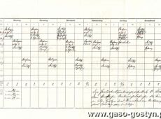 1139.Plan lekcji z 1915 roku 3-Klasowej Szkoly Katolickiej w Dusinie