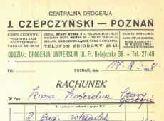 1159.Rachunek wystawiony dla Kasy Koscielnej w Starym Gostyniu w Centralnej Drogerii J.Czepczynskiego w Poznaniu (1938 r.)