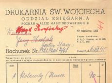 1163.Rachunek dla Urzedu Parafialnego w Starym Gostyniu wystawiony w Drukarni sw. Wojciecha w Poznaniu (6 grudnia 1945 r.)