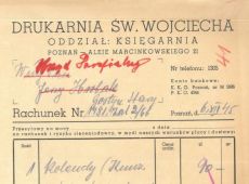 1163.Rachunek dla Urzedu Parafialnego w Starym Gostyniu wystawiony w Drukarni sw. Wojciecha w Poznaniu (6 grudnia 1945 r.)