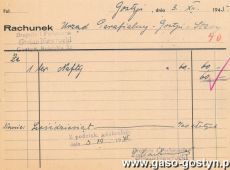 1164.Rachunek dla Urzedu Parafialnego w Starym Gostyniu wystawiony w Drogerii-Perfumerii Stefana Nawrockiego w Gostyniu (3 grudnia 1945 r.)