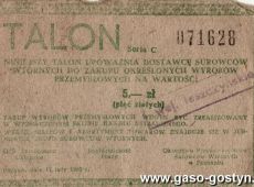 1169.Talon upowazniajacy dostawce surowcow wtornych do zakupu okreslonych wyrobow przemyslowych (1982 r.)