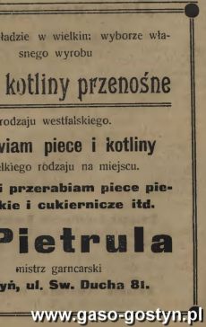 1173.Reklama z Oredownika Urzedowego Powiatu Gostynskiego (1925 r.)