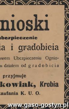 1177.Reklama z Oredownika Urzedowego Powiatu Gostynskiego (1925 r.)