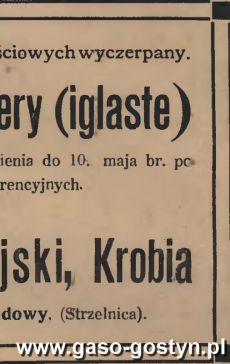 1181.Reklama z Oredownika Urzedowego Powiatu Gostynskiego (1925 r.)