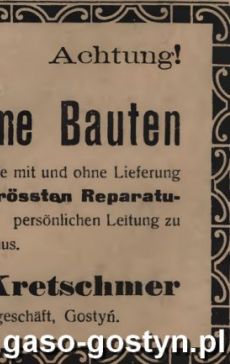 1182.Reklama z Oredownika Urzedowego Powiatu Gostynskiego (1925 r.)