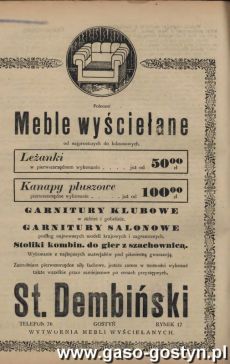 1183.Reklama z Oredownika Urzedowego Powiatu Gostynskiego (1925 r.)