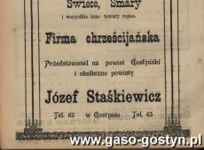 1184.Reklama z Oredownika Urzedowego Powiatu Gostynskiego (1925 r.)