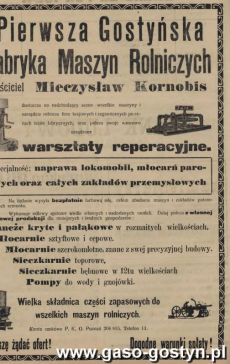 1186.Reklama z Oredownika Urzedowego Powiatu Gostynskiego (1925 r.)