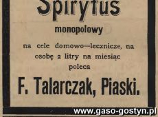 1188.Reklama z Oredownika Urzedowego Powiatu Gostynskiego (1925 r.)