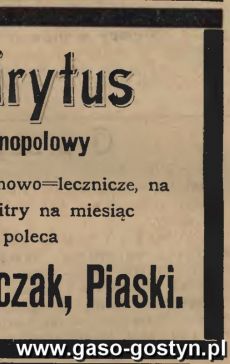 1188.Reklama z Oredownika Urzedowego Powiatu Gostynskiego (1925 r.)