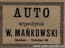 1189.Reklama z Oredownika Urzedowego Powiatu Gostynskiego (1925 r.)