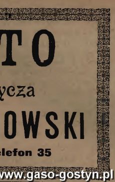 1189.Reklama z Oredownika Urzedowego Powiatu Gostynskiego (1925 r.)