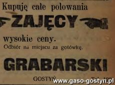 1191.Reklama z Oredownika Urzedowego Powiatu Gostynskiego (1925 r.)