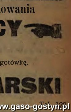 1191.Reklama z Oredownika Urzedowego Powiatu Gostynskiego (1925 r.)