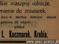 1192.Reklama z Oredownika Urzedowego Powiatu Gostynskiego (1925 r.)