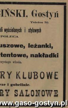 1195.Reklama z Oredownika Urzedowego Powiatu Gostynskiego (1925 r.)