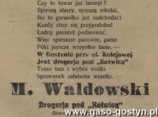 1197.Reklama z Oredownika Urzedowego Powiatu Gostynskiego (1925 r.)