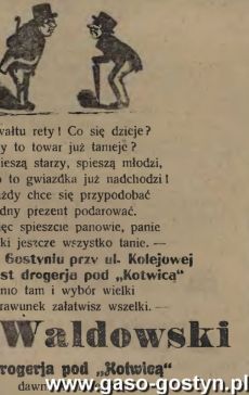 1197.Reklama z Oredownika Urzedowego Powiatu Gostynskiego (1925 r.)