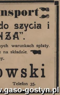 1203.Reklama z Oredownika Urzedowego Powiatu Gostynskiego (1925 r.)