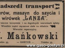 1203.Reklama z Oredownika Urzedowego Powiatu Gostynskiego (1925 r.)