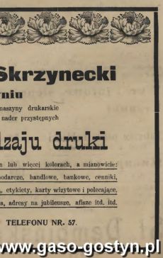 1206.Reklama z Oredownika Urzedowego Powiatu Gostynskiego (1925 r.)