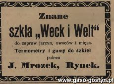 1208.Reklama z Oredownika Urzedowego Powiatu Gostynskiego (1925 r.)