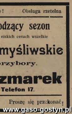 1215.Reklama z Oredownika Urzedowego Powiatu Gostynskiego (1925 r.)