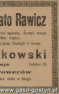 1220.Reklama z Oredownika Urzedowego Powiatu Gostynskiego (1925 r.)