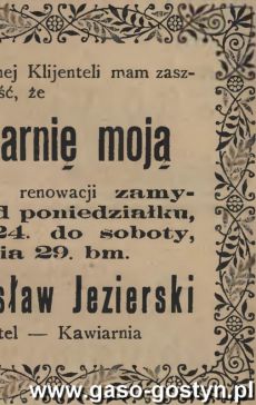 1222.Reklama z Oredownika Urzedowego Powiatu Gostynskiego (1925 r.)