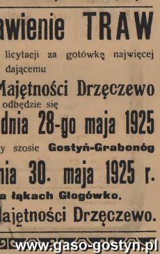 1227.Reklama z Oredownika Urzedowego Powiatu Gostynskiego (1925 r.)