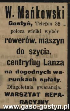 1228.Reklama z Oredownika Urzedowego Powiatu Gostynskiego (1925 r.)