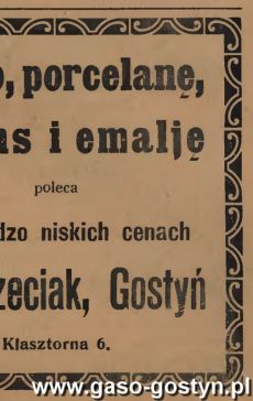 1231.Reklama z Oredownika Urzedowego Powiatu Gostynskiego (1925 r.)