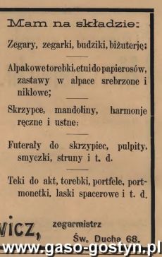 1232.Reklama z Oredownika Urzedowego Powiatu Gostynskiego (1925 r.)