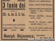 1232.Reklama z Oredownika Urzedowego Powiatu Gostynskiego (1925 r.)