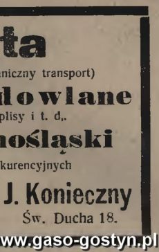 1242.Reklama z Oredownika Urzedowego Powiatu Gostynskiego (1925 r.)